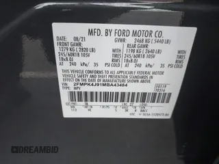 2021 Ford Edge SEL with VIN 2FMPK4J91MBA43484, listed as a IAAI auction lot 41457795 with 62,556 mi miles. Bid and sale history available at carsss.com. Image 9.