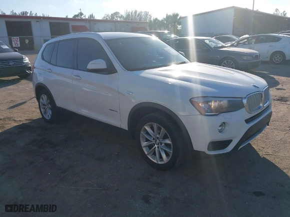 2015 BMW X3 sDrive28i with VIN 5UXWZ7C5XF0F75605, listed as a IAAI auction lot 41458124 with 155,927 mi miles. Bid and sale history available at carsss.com. Image 1.