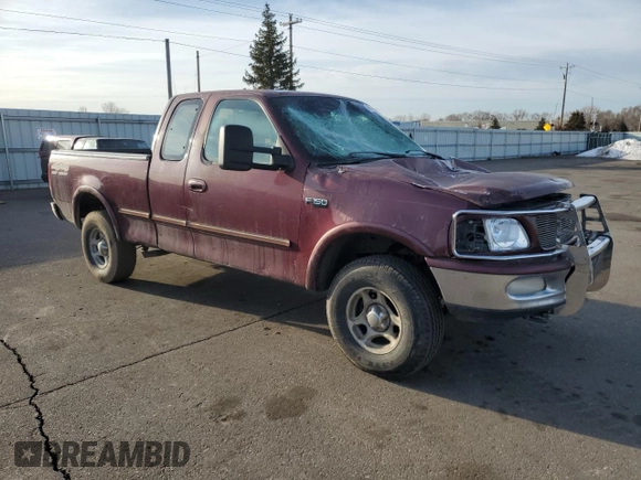 1997 Ford F-150 XL with VIN 1FTDX18W9VNB37394, listed as a Copart auction lot 48332195 with 250,506 mi miles and Salvage Title. Bid and sale history available at carsss.com. Image 4.
