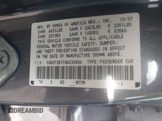 2008 Honda Accord EX with VIN 1HGCP26718A030964, listed as a IAAI auction lot 42121791 with 259,363 mi miles and . Bid and sale history available at DreamBid. Image 9.
