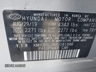 2019 Hyundai Ioniq z VIN KMHC65LD6KU181846, wystawiony jako IAAI lot #41752970 z przebiegiem 76 272 mil mil oraz . Historia ofert i sprzedaży dostępna na DreamBid. Obrazek 9.