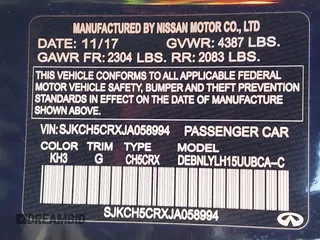 2018 Infiniti QX30 Luxury with VIN SJKCH5CRXJA058994, listed as a IAAI auction lot 41389481 with 69,907 mi miles and . Bid and sale history available at DreamBid. Image 9.