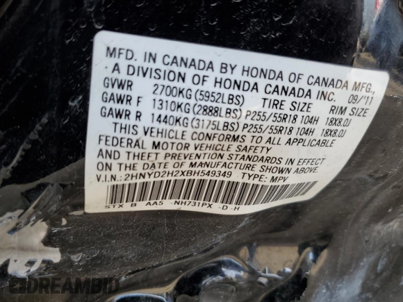 2011 Acura MDX with VIN 2HNYD2H2XBH549349, listed as a Copart auction lot 49233065 with 128,448 mi miles and Salvage Title. Bid and sale history available at carsss.com. Image 15.