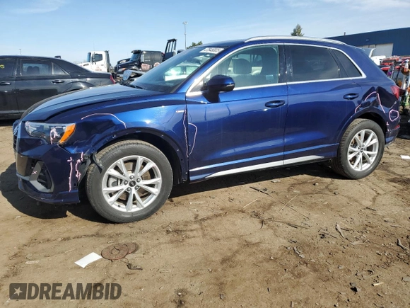 2022 Audi Q3 S line Premium with VIN WA1DECF38N1021731, listed as a Copart auction lot 47646805 with 38,057 mi miles and Salvage Title. Bid and sale history available at carsss.com. Image 1.