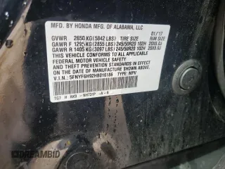 2017 Honda Pilot Touring with VIN 5FNYF6H92HB016186, listed as a Copart auction lot 46577555 with 140,195 mi miles and Salvage title. Bid and sale history available at DreamBid. Image 13.