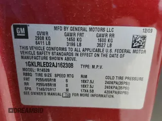 2010 GMC Acadia SLE with VIN 1GKLRLED2AJ162308, listed as a Copart auction lot 47792795 with 152,069 mi miles and Salvage Title. Bid and sale history available at DreamBid. Image 15.