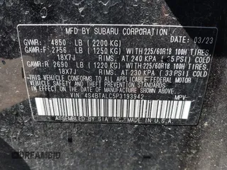 2023 Subaru Outback Onyx with VIN 4S4BTALC5P3193942, listed as a IAAI auction lot 42377732 with 19,974 mi miles and . Bid and sale history available at DreamBid. Image 9.
