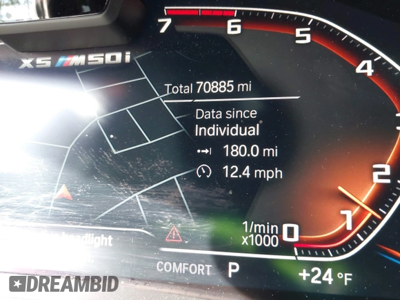 2020 BMW X5 M50i with VIN 5UXJU4C06LLE45651, listed as a IAAI auction lot 41618355 with 70,885 mi miles and . Bid and sale history available at DreamBid. Image 15.