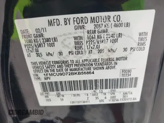 2011 Ford Escape XLT z VIN 1FMCU9D72BKB56864, wystawiony jako IAAI lot #42699907 z przebiegiem 152 567 mil mil oraz . Historia ofert i sprzedaży dostępna na DreamBid. Obrazek 9.