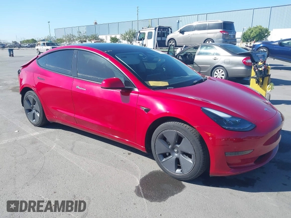 2023 Tesla Model 3 with VIN 5YJ3E1EA1PF385490, listed as a IAAI auction lot 42315884 with 17,590 mi miles and . Bid and sale history available at DreamBid. Image 1.