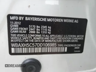 2013 BMW 5 Series 528i xDrive z VIN WBAXH5C57DD106985, wystawiony jako Copart lot #53888225 z przebiegiem 134 685 mil mil oraz Szkoda całkowita • Salvage title. Historia ofert i sprzedaży dostępna na DreamBid. Obrazek 12.