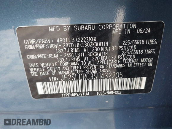2025 Subaru Forester Limited with VIN JF2SLDRC3SH432205, listed as a IAAI auction lot 41823778 with 327 mi miles. Bid and sale history available at carsss.com. Image 9.