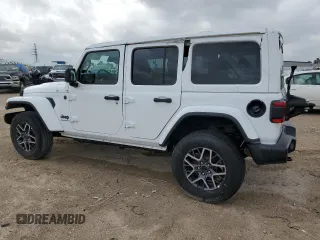2025 Jeep Wrangler Sahara with VIN 1C4PJXEN1SW528297, listed as a Copart auction lot 55950005 with 7,167 mi miles and Clean title. Bid and sale history available at DreamBid. Image 2.