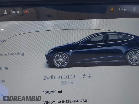 2014 Tesla Model S 60 with VIN 5YJSA1H12EFP46760, listed as a IAAI auction lot 42344596 with 106,252 mi miles and . Bid and sale history available at DreamBid. Image 15.
