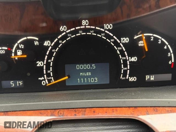 2001 Mercedes-Benz S-Class 6.0L with VIN WDBNG78J61A166847, listed as a Copart auction lot 47702305 with 111,103 mi miles and Salvage Title. Bid and sale history available at carsss.com. Image 8.