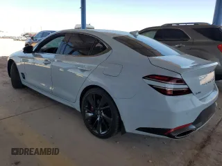 2022 Genesis G70 3.3T with VIN KMTG54TE6NU097060, listed as a Copart auction lot 61987105 with 21,878 mi miles and Salvage title. Bid and sale history available at DreamBid. Image 2.
