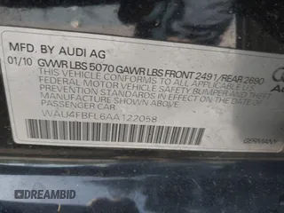 2010 Audi A4 with VIN WAU4FBFL6AA122058, listed as a IAAI auction lot 42162292 with 175,780 mi miles and . Bid and sale history available at DreamBid. Image 9.