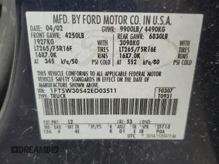 2002 Ford F-350 XL with VIN 1FTSW30S42ED03511, listed as a Copart auction lot 53474075 with 207,381 mi miles and Salvage Title. Bid and sale history available at DreamBid. Image 12.