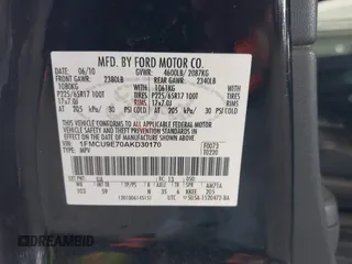 2010 Ford Escape Limited with VIN 1FMCU9E70AKD30170, listed as a IAAI auction lot 42564107 with 141,959 mi miles and . Bid and sale history available at DreamBid. Image 9.