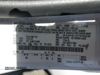 2015 Ford Fiesta S with VIN 3FADP4TJXFM162528, listed as a Copart auction lot 55976685 with 172,064 mi miles and Salvage title. Bid and sale history available at DreamBid. Image 12.