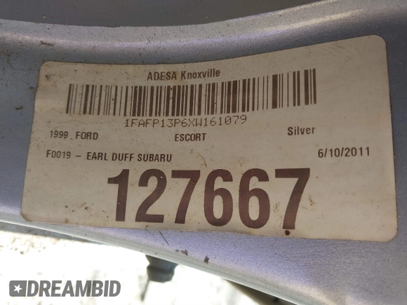 1999 Ford Escort SE с VIN 1FAFP13P6XW161079, выставлен на аукционе IAAI как лот 41230172 с пробегом 121 419 миль миль и . История ставок и продаж доступна на DreamBid. Изображение 9.
