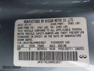 2017 Infiniti Q60 Sport with VIN JN1EV7EL6HM553827, listed as a IAAI auction lot 40900793 with 94,262 mi miles. Bid and sale history available at carsss.com. Image 9.