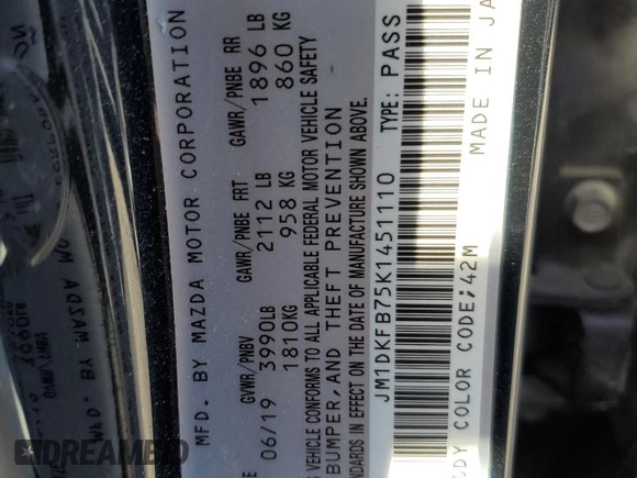 2019 Mazda CX-3 Sport with VIN JM1DKFB75K1451110, listed as a Copart auction lot 47271905 with 32,834 mi miles and Salvage Title. Bid and sale history available at carsss.com. Image 12.