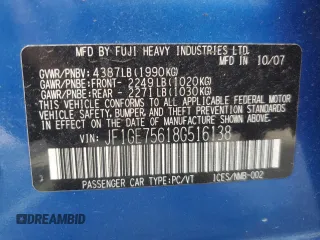 2008 Subaru Impreza WRX z VIN JF1GE75618G516138, wystawiony jako Copart lot #60220145 z przebiegiem 162 067 mil mil oraz Czysty tytuł • Clean title. Historia ofert i sprzedaży dostępna na DreamBid. Obrazek 12.