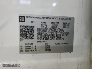 2022 Chevrolet Equinox LT with VIN 3GNAXUEV2NL138670, listed as a Copart auction lot 53287175 with 276,910 mi miles and Clean Title. Bid and sale history available at carsss.com. Image 13.
