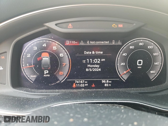 2020 Audi Q7 Premium with VIN WA1AXAF79LD010379, listed as a Copart auction lot 64861994 with 74,167 mi miles and Salvage Title. Bid and sale history available at carsss.com. Image 9.