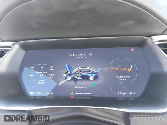 2017 Tesla Model S 100D with VIN 5YJSA1E20HF229362, listed as a IAAI auction lot 41698083 with 75,737 mi miles. Bid and sale history available at carsss.com. Image 7.