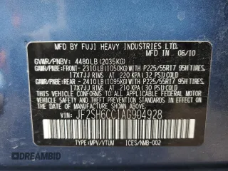 2010 Subaru Forester X Premium with VIN JF2SH6CC1AG904928, listed as a Copart auction lot 62345695 with 225,440 mi miles and Salvage title. Bid and sale history available at DreamBid. Image 13.