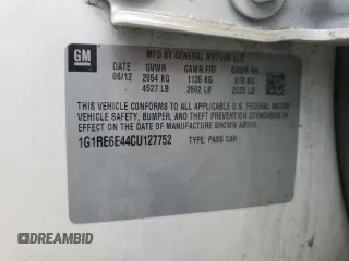 2012 Chevrolet Volt with VIN 1G1RE6E44CU127752, listed as a Copart auction lot 55472525 with 120,628 mi miles and Clean Title. Bid and sale history available at DreamBid. Image 12.