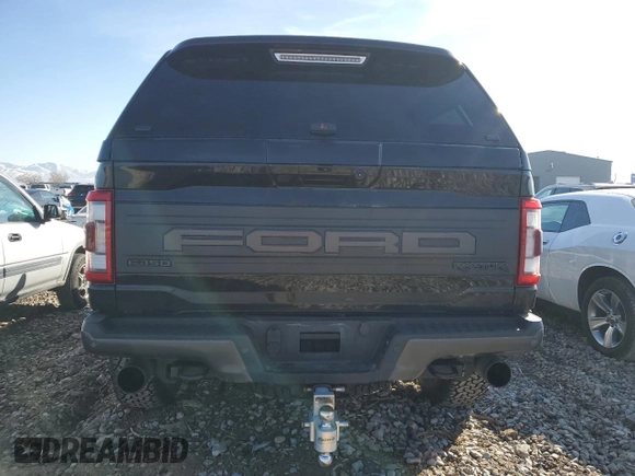 2022 Ford F-150 Raptor with VIN 1FTFW1RG5NFC08605, listed as a Copart auction lot 46548345 with 104,641 mi miles and Salvage Title. Bid and sale history available at carsss.com. Image 6.