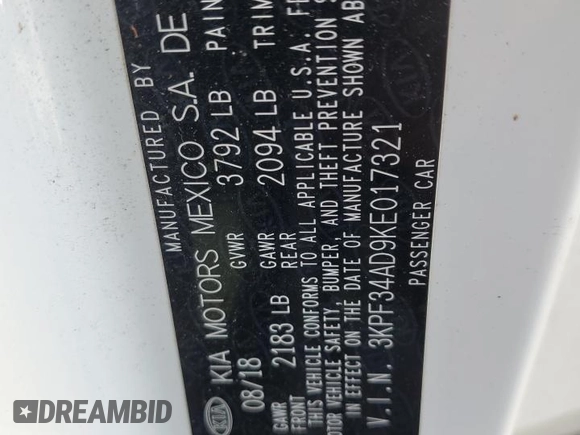 2019 Kia Forte S z VIN 3KPF34AD9KE017321, wystawiony jako Copart lot #85288644 z przebiegiem 84 832 mil mil oraz Szkoda całkowita • Salvage title. Historia ofert i sprzedaży dostępna na DreamBid. Obrazek 13.
