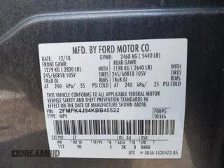 2019 Ford Edge SEL with VIN 2FMPK4J94KBB45522, listed as a IAAI auction lot 42462801 with 56,289 mi miles and . Bid and sale history available at DreamBid. Image 9.