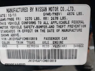 2012 Infiniti G25 Journey with VIN JN1DV6AP1CM810819, listed as a IAAI auction lot 42599059 with 120,194 mi miles and . Bid and sale history available at DreamBid. Image 9.