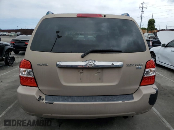 2006 Toyota Highlander Hybrid with VIN JTEDW21AX60008386, listed as a Copart auction lot 54345835 with 213,419 mi miles and Clean Title. Bid and sale history available at carsss.com. Image 6.