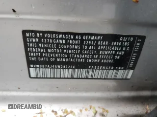 2010 Volkswagen Golf с VIN WVWDB7AJ4AW293234, выставлен на аукционе Copart как лот 57918145 с пробегом 83 888 миль миль и Чистый • Clean title. История ставок и продаж доступна на DreamBid. Изображение 12.