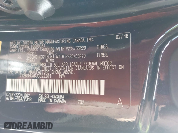 2018 Lexus RX with VIN 2T2BGMCA6JC022281, listed as a IAAI auction lot 41473347 with 1 mi miles. Bid and sale history available at carsss.com. Image 9.