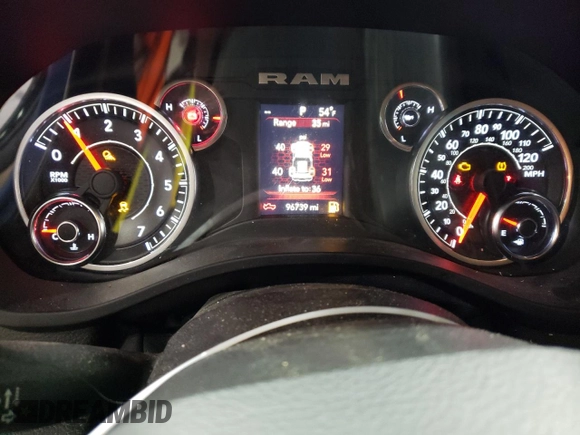 2019 Ram 1500 Big Horn/Lone Star with VIN 1C6SRFFTXKN695717, listed as a Copart auction lot 53876425 with 96,739 mi miles and Clean Title. Bid and sale history available at carsss.com. Image 9.