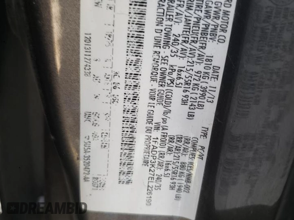 2014 Ford Focus SE with VIN 1FADP3K27EL226190, listed as a Copart auction lot 58730024 with Not Provided miles and Salvage Title. Bid and sale history available at carsss.com. Image 12.