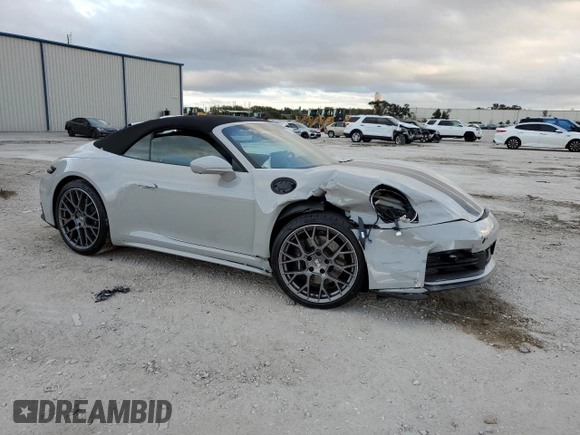 2025 Porsche 911 Carrera with VIN WP0CA2A90SS235847, listed as a Copart auction lot 86343464 with 197 mi miles and Salvage Title. Bid and sale history available at carsss.com. Image 4.