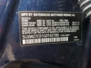 2016 BMW X3 sDrive28i with VIN 5UXWZ7C51G0T42789, listed as a Copart auction lot 48035665 with 96,792 mi miles and Salvage Title. Bid and sale history available at DreamBid. Image 14.