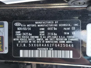 2015 Kia Optima SX Turbo with VIN 5XXGR4A62FG425046, listed as a Copart auction lot 49092995 with 105,526 mi miles and Salvage Title. Bid and sale history available at carsss.com. Image 12.