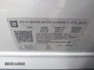 2021 Chevrolet Blazer LT with VIN 3GNKBHRSXMS502378, listed as a IAAI auction lot 41933693 with 108,814 mi miles and . Bid and sale history available at DreamBid. Image 9.
