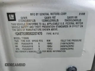 2008 GMC Envoy Denali with VIN 1GKET63M382207470, listed as a Copart auction lot 46332725 with 201,664 mi miles and Salvage Title. Bid and sale history available at carsss.com. Image 15.