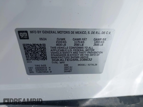 2024 GMC Terrain SLE with VIN 3GKALTEG5RL338632, listed as a IAAI auction lot 40102556 with 3,715 mi miles and . Bid and sale history available at DreamBid. Image 9.
