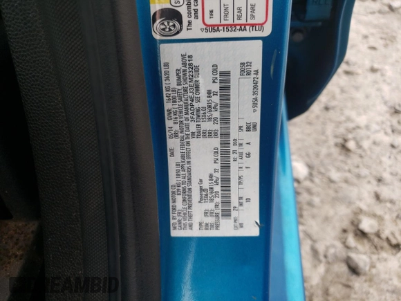 2014 Ford Fiesta SE z VIN 3FADP4EJ3EM232818, wystawiony jako Copart lot #42742745 z przebiegiem 122 987 mil mil oraz Szkoda całkowita • Salvage title. Historia ofert i sprzedaży dostępna na DreamBid. Obrazek 12.