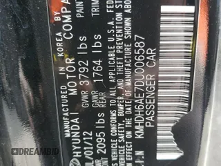 2013 Hyundai Elantra Coupe SE with VIN KMHDH6AE7DU006587, listed as a Copart auction lot 51184105 with 156,546 mi miles and Clean Title. Bid and sale history available at carsss.com. Image 12.